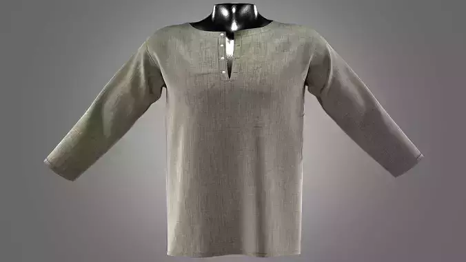 Henley collar T-shirt Male Low-poly 3D model