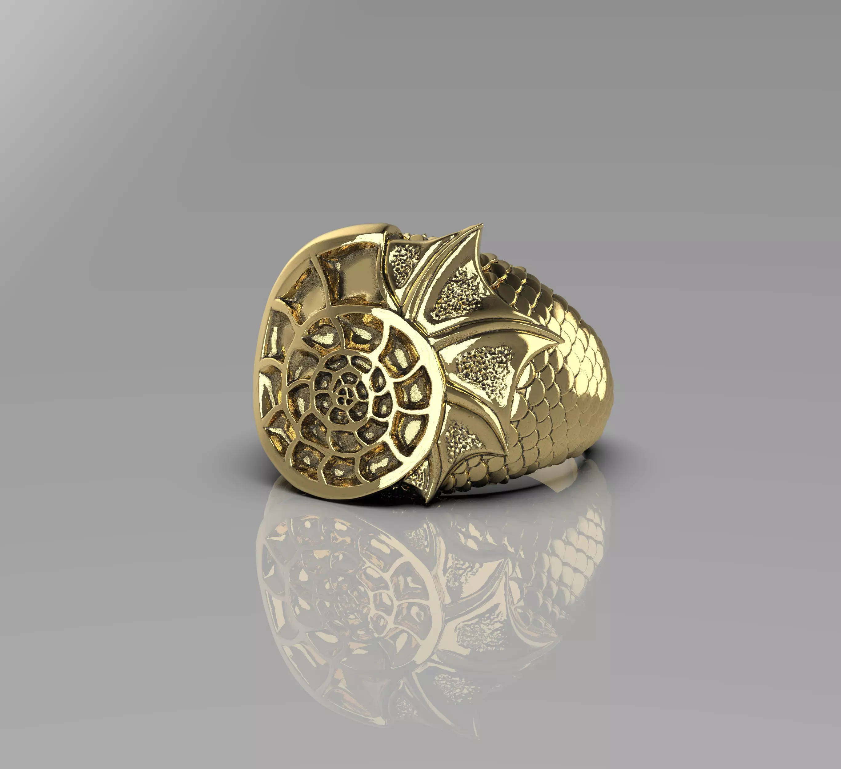 Ring -Aquaman-3D model STL-file for 3D printing-Shell with skale 3D print model_0