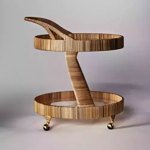 Rattan bar cart 
