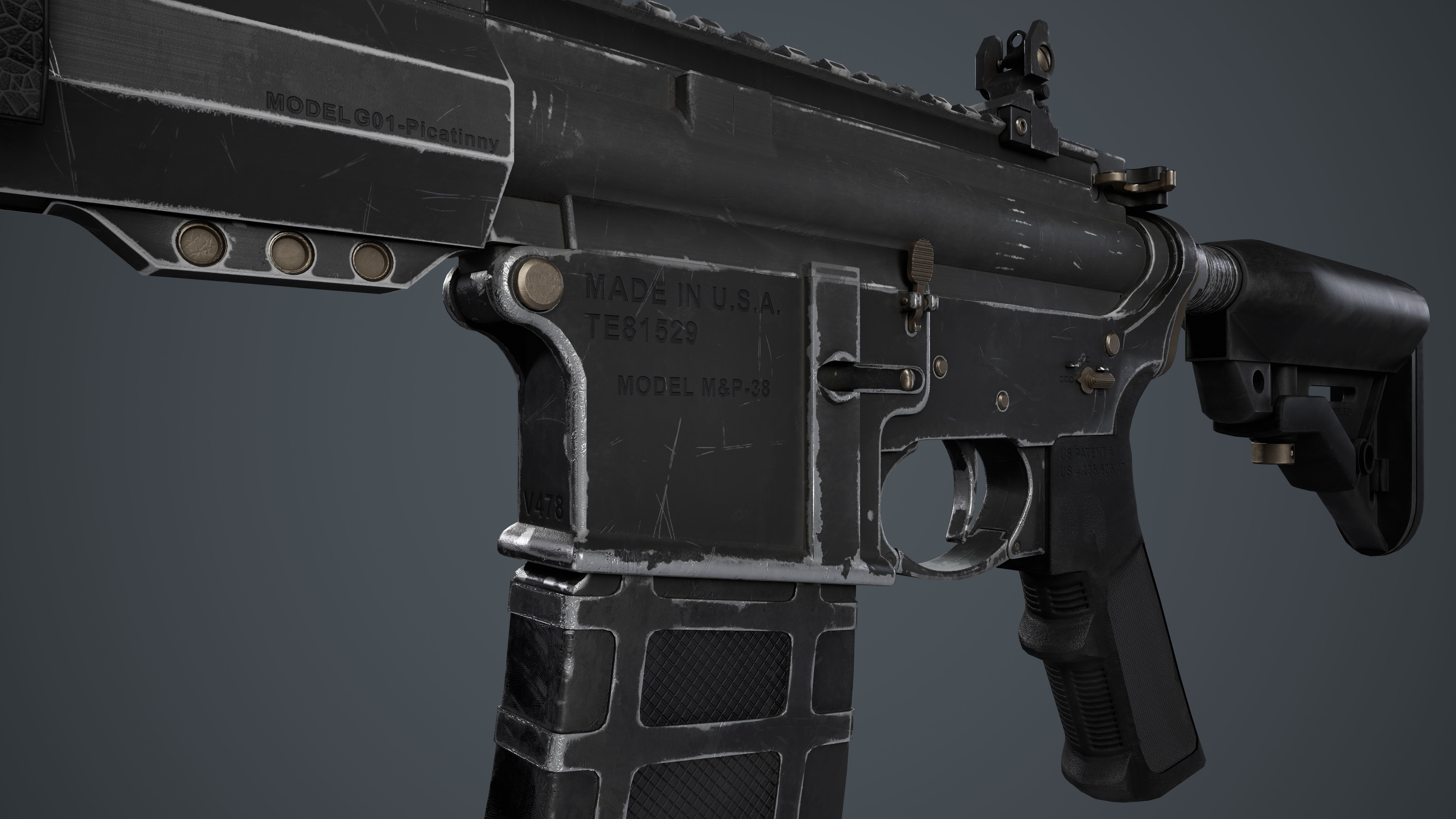 AR-15 custom Low-poly 3D model_6