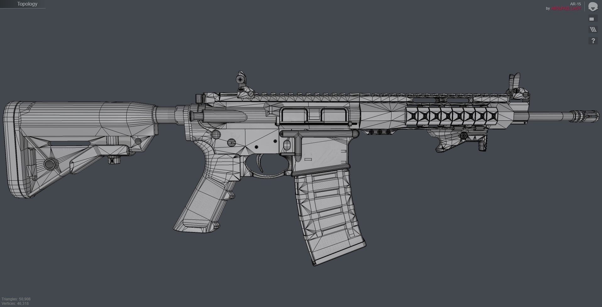 AR-15 custom Low-poly 3D model_14