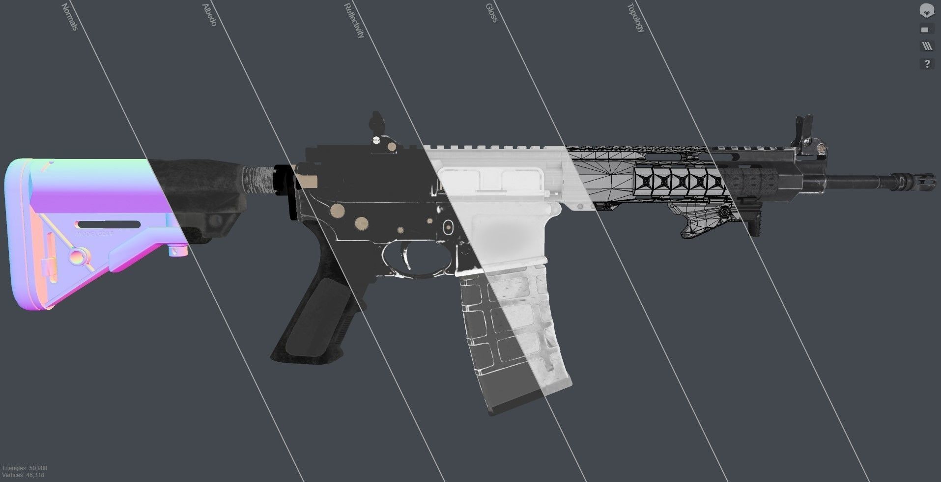 AR-15 custom Low-poly 3D model_12