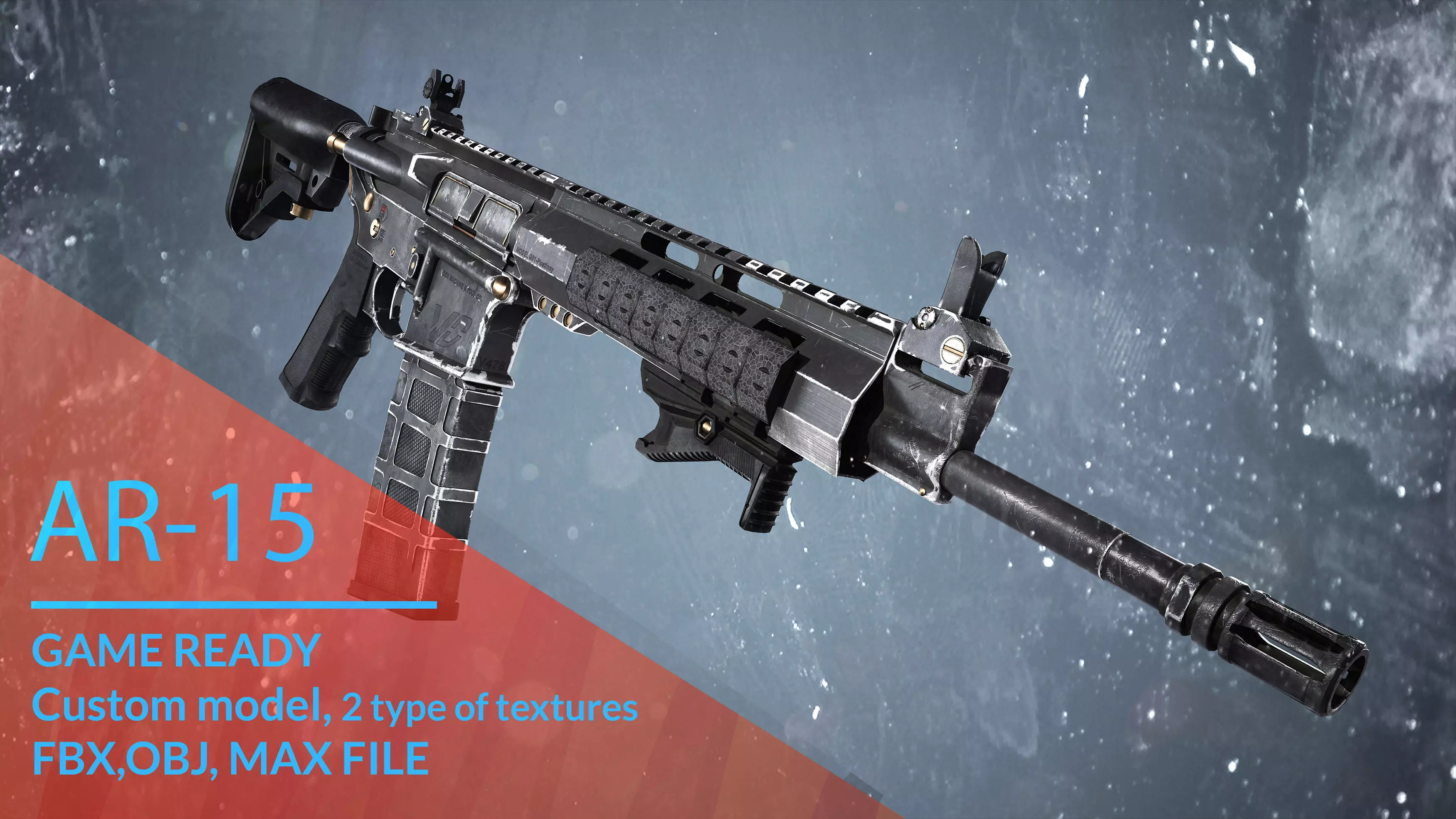 AR-15 custom Low-poly 3D model_0