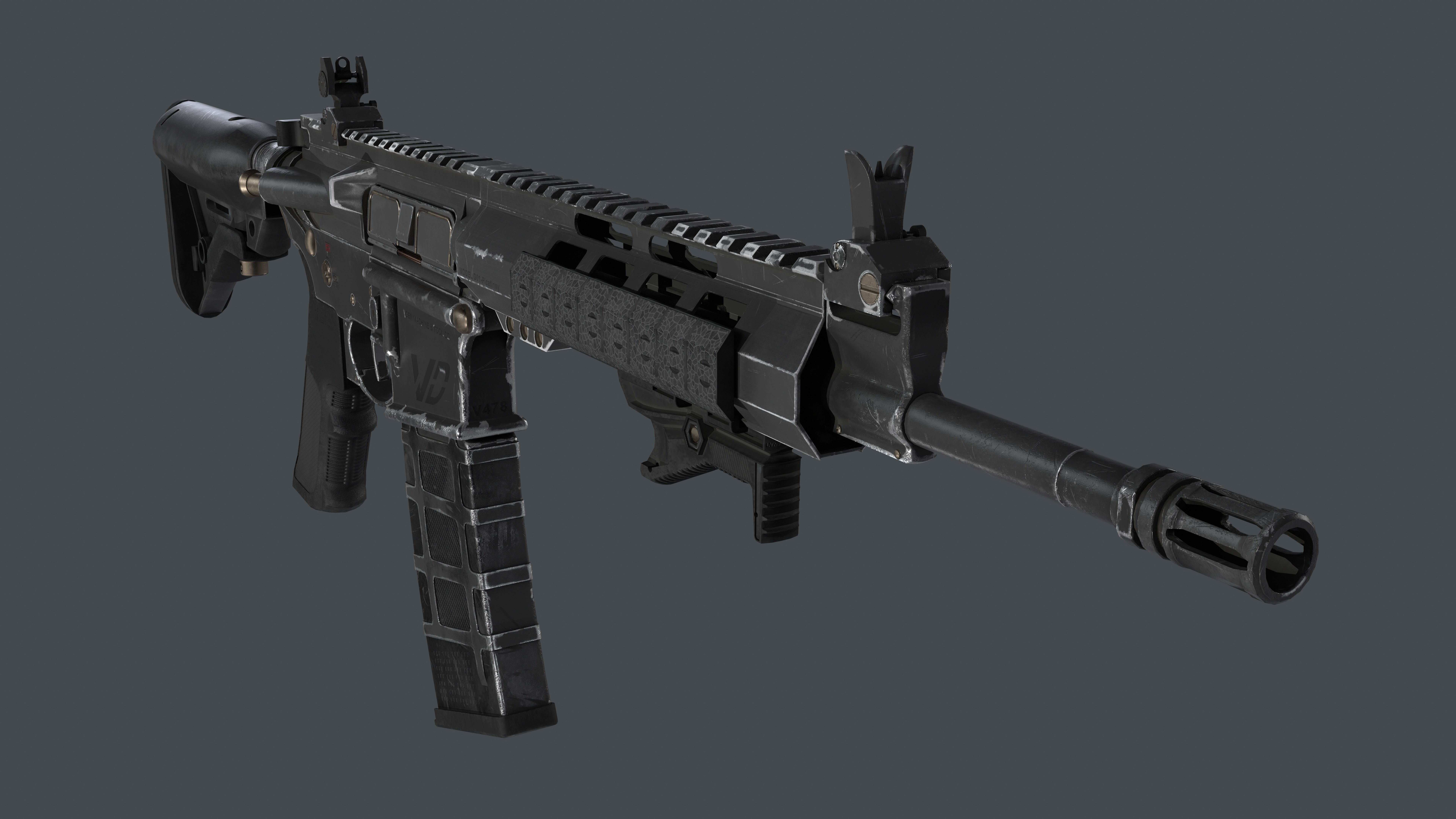 AR-15 custom Low-poly 3D model_4