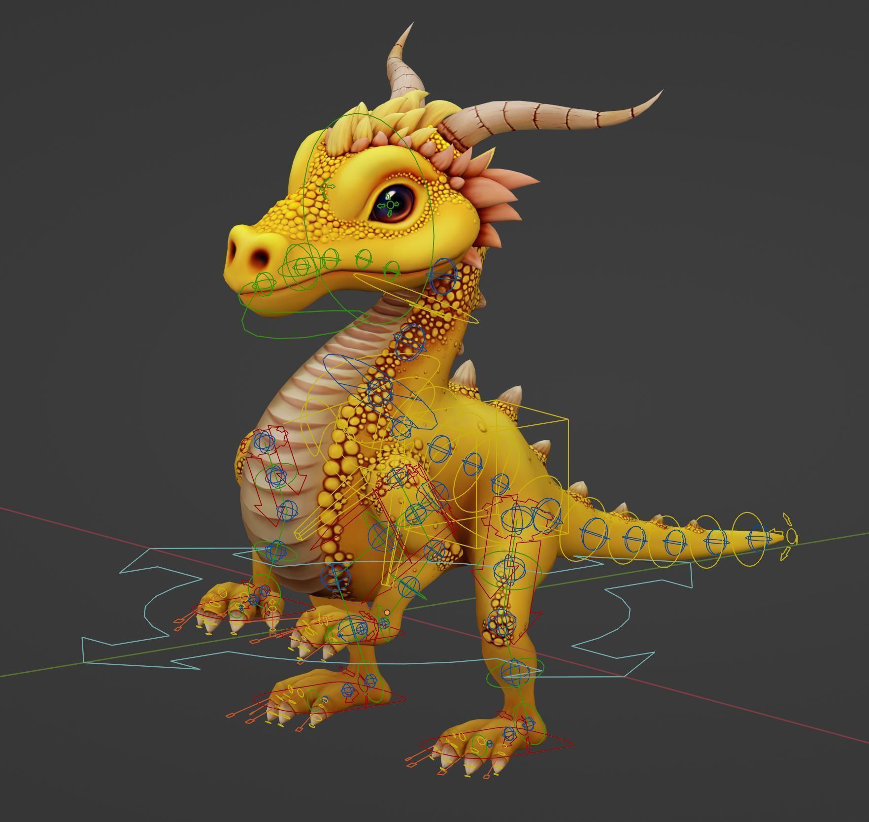 small wingless dragon Low-poly 3D model_1