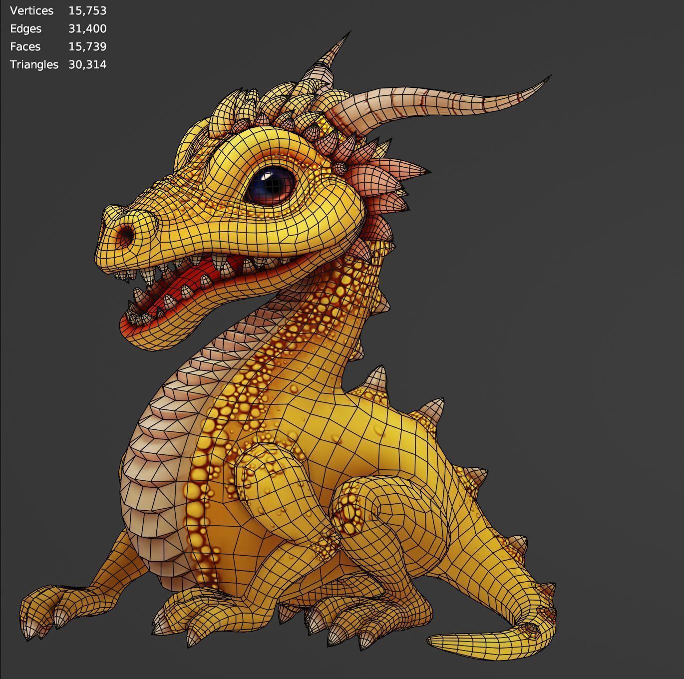 small wingless dragon Low-poly 3D model_6