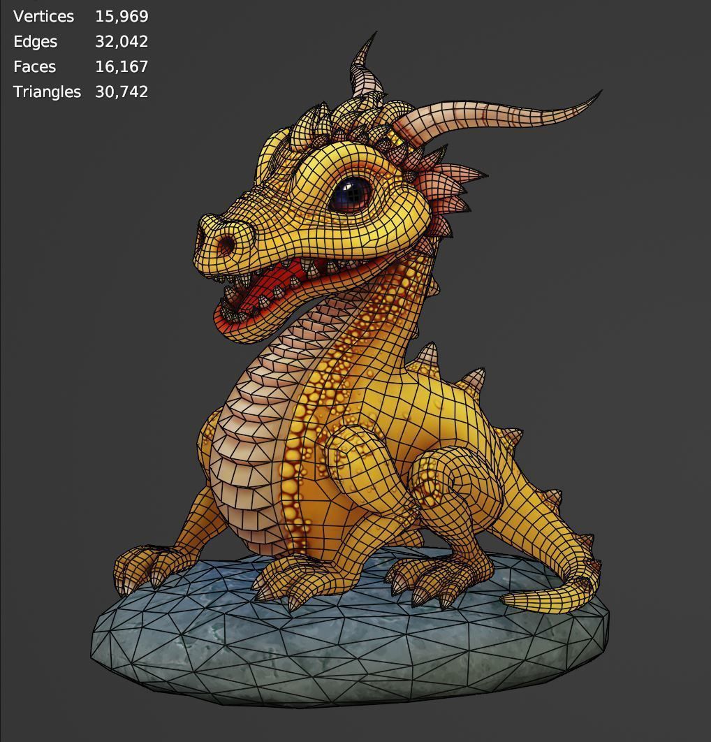 small wingless dragon Low-poly 3D model_7