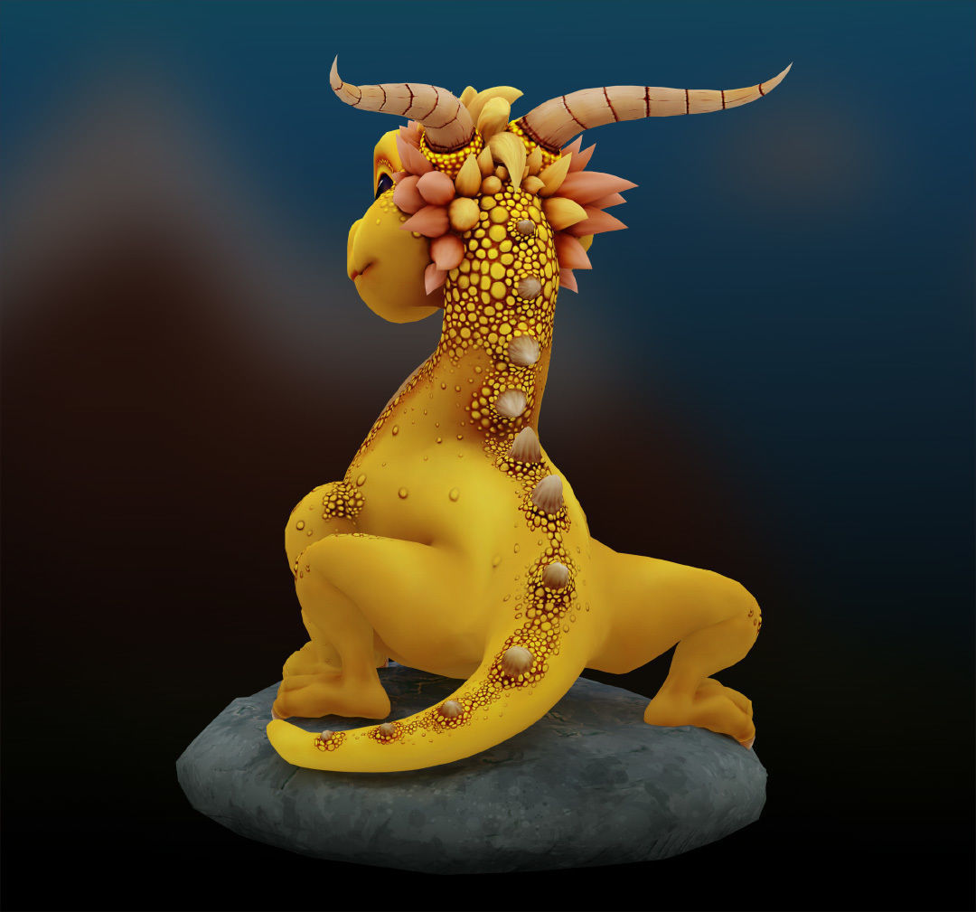 small wingless dragon Low-poly 3D model_3