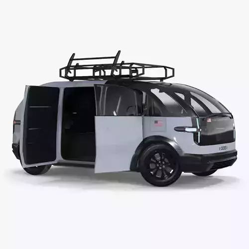 Electric Minivan Canoo Van Delivery Light Blue Rigged for Maya