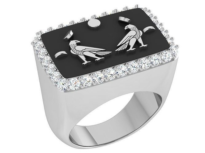 Rectangular Ring With Eagles 3957 3D print model