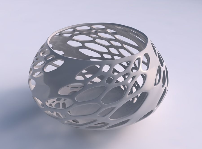 Bowl squeezed twistedwith organic lattice with solid sides
