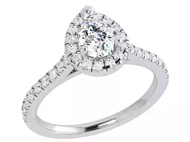 Pear Halo Ring 3D Printable Model 3964