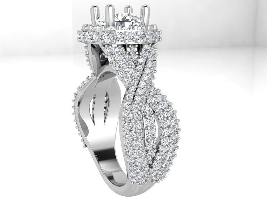 Round Halo Twisted Ring 3966 3D print model_2