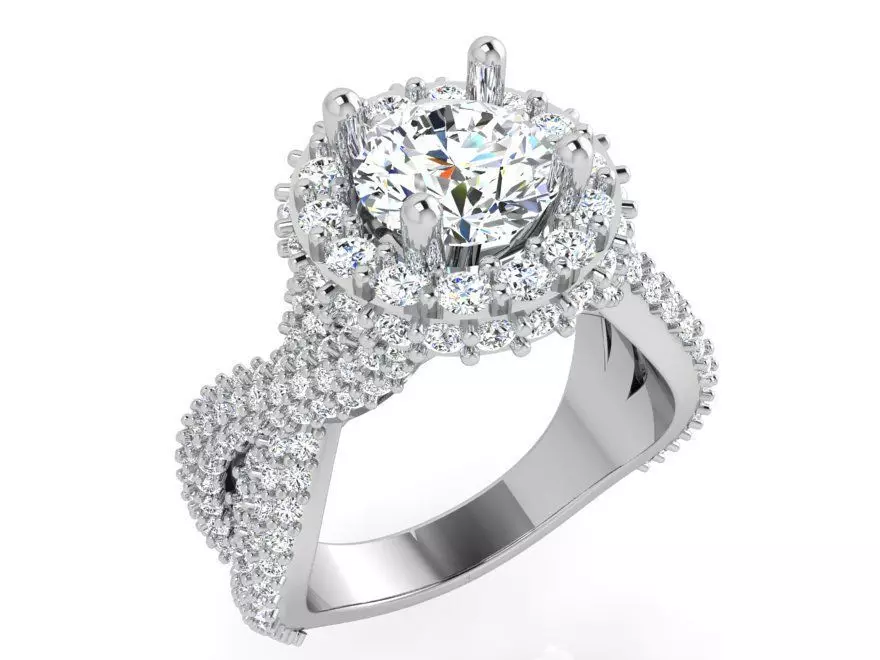 Round Halo Twisted Ring 3966 3D print model_0