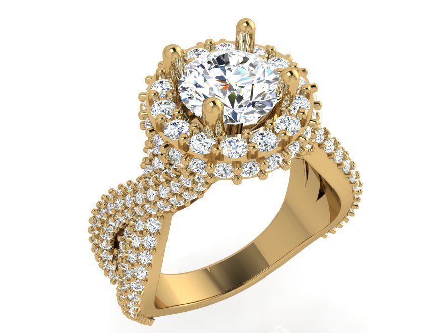 Round Halo Twisted Ring 3966 3D print model_1