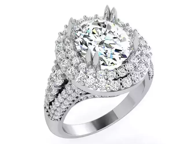 Oval Double Halo Luxury Ring 3971
