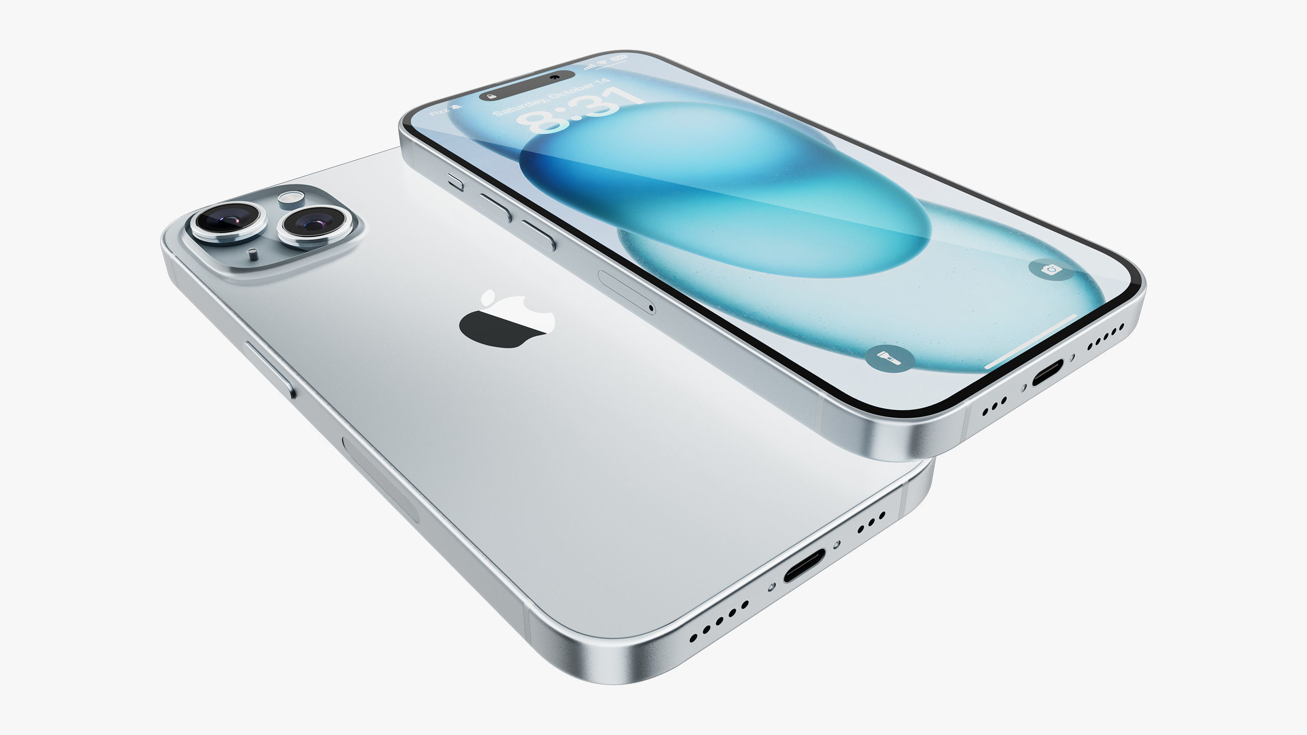 Apple iPhone 15 Blue 3D model_9