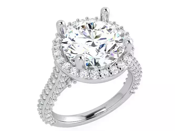 Round Halo Cathedral Ring 3973