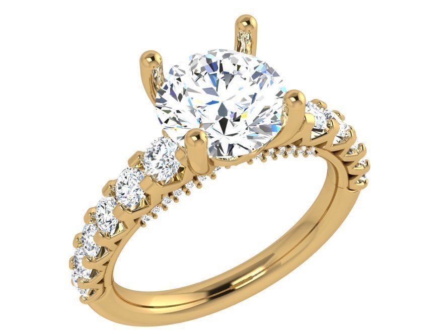 Round Diamond Peg Setting Ring 3985 3D print model_1