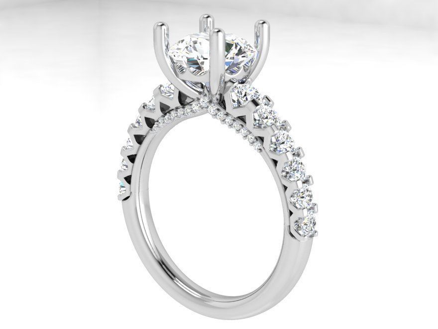 Round Diamond Peg Setting Ring 3985 3D print model_2