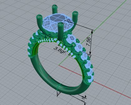 Round Diamond Peg Setting Ring 3985 3D print model_7