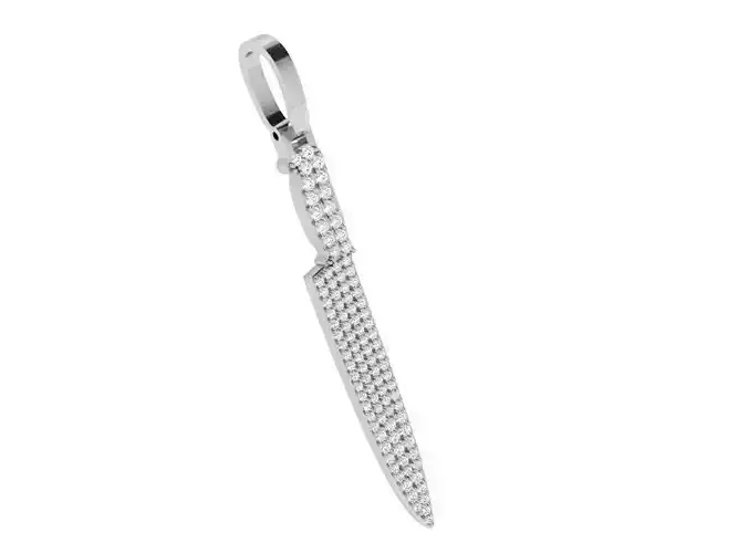French Pave Knife Pendant 3986