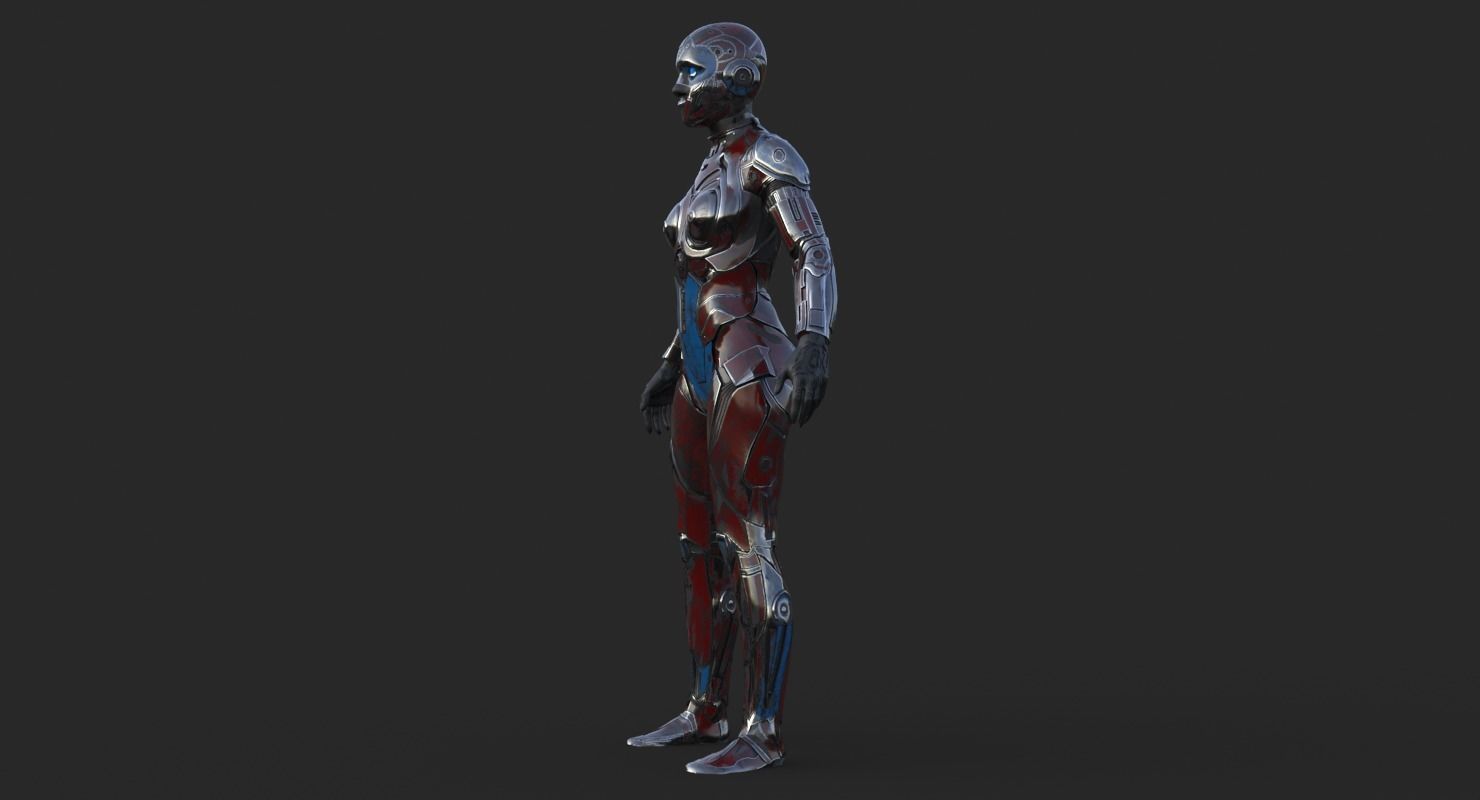Cyborg Angel Asian Low Poly Low-poly 3D model_4