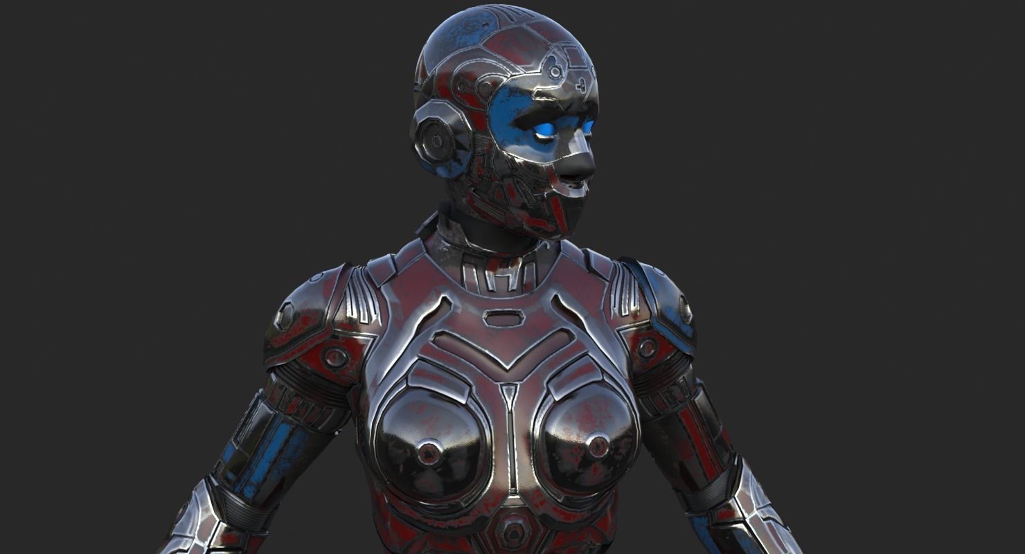 Cyborg Angel Asian Low Poly Low-poly 3D model_27