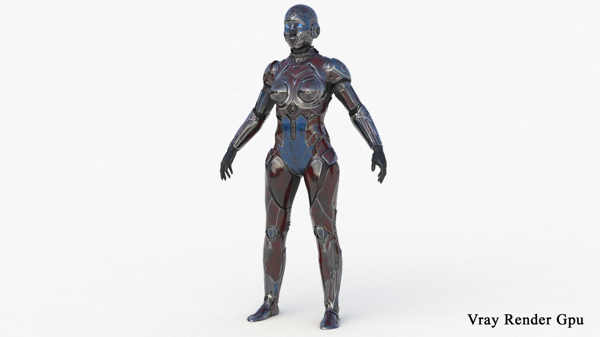 Cyborg Angel Asian Low Poly Low-poly 3D model_33