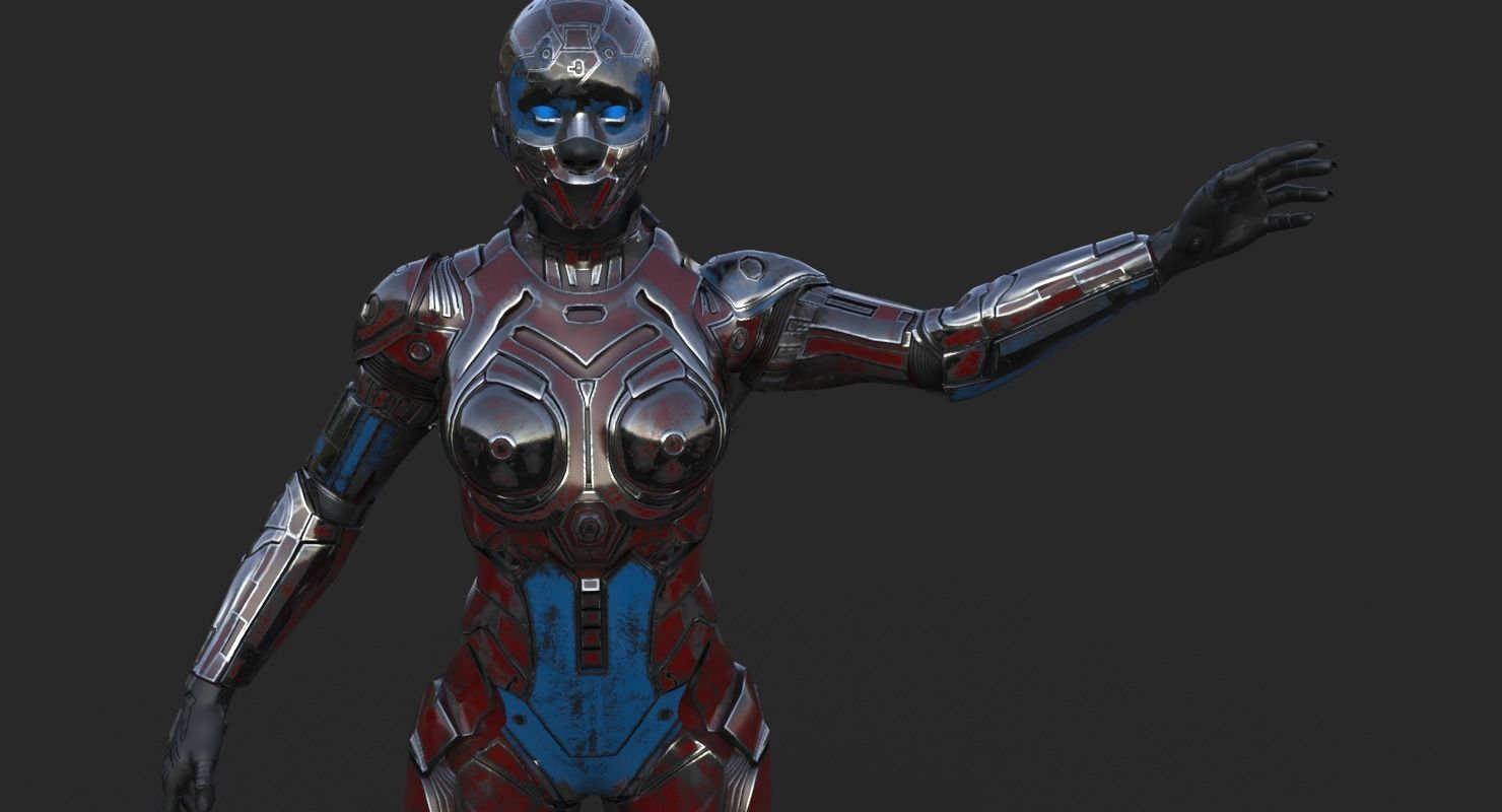 Cyborg Angel Asian Low Poly Low-poly 3D model_24