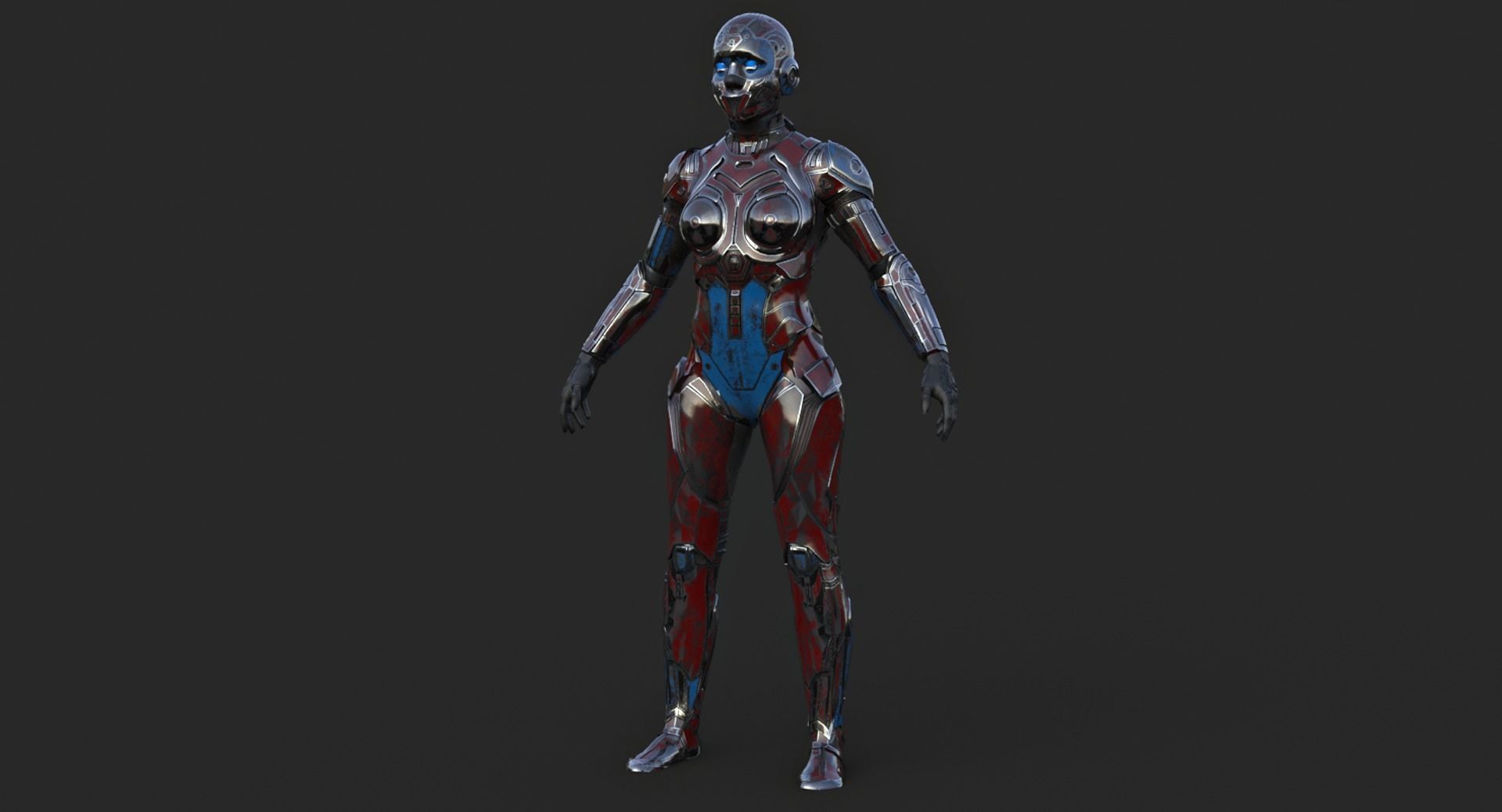 Cyborg Angel Asian Low Poly Low-poly 3D model_3
