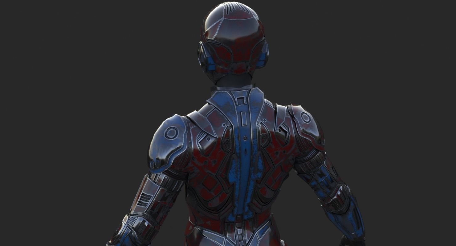 Cyborg Angel Asian Low Poly Low-poly 3D model_14