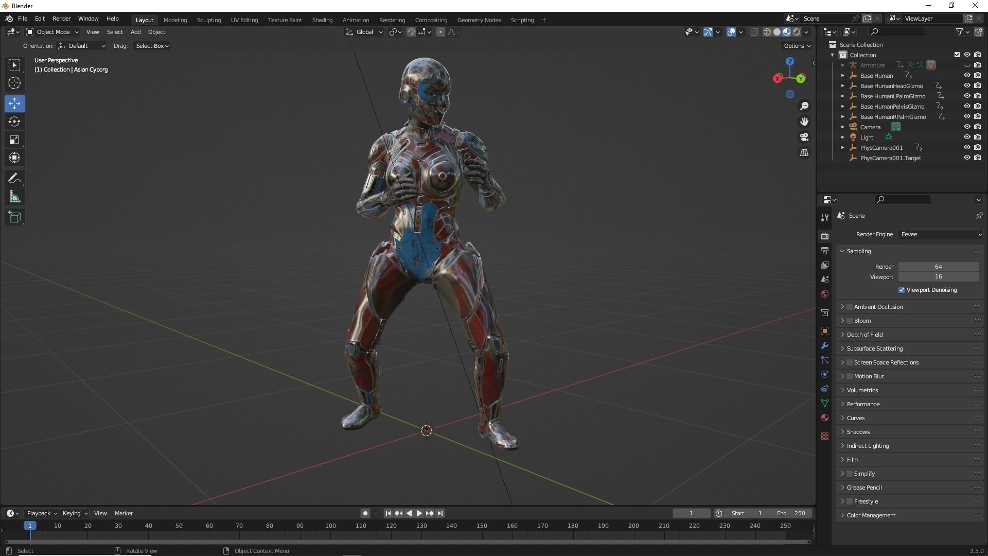 Cyborg Angel Asian Low Poly Low-poly 3D model_51