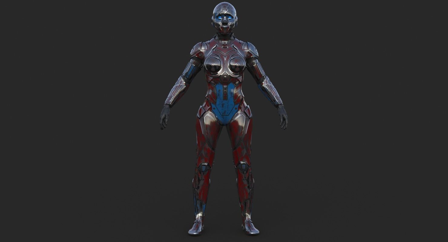 Cyborg Angel Asian Low Poly Low-poly 3D model_9