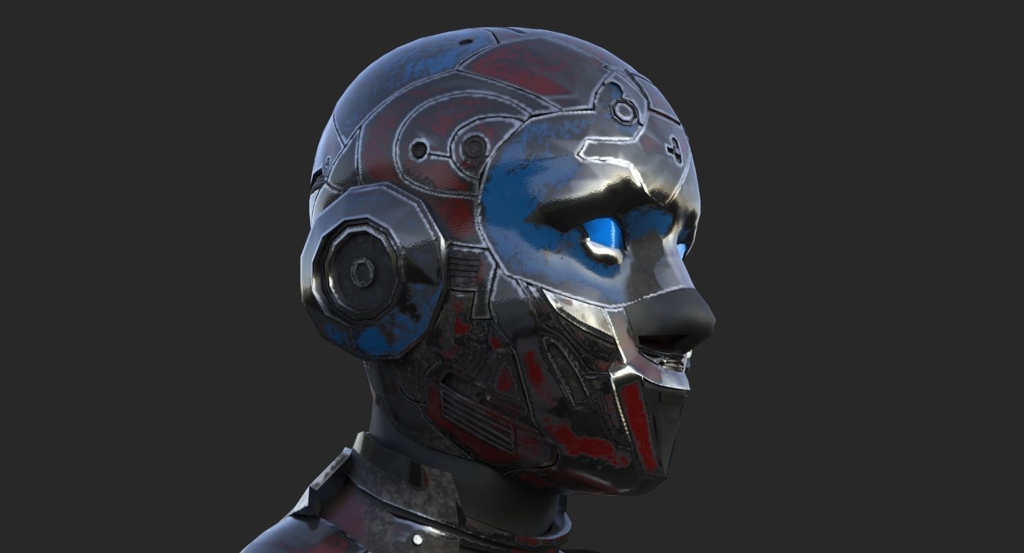 Cyborg Angel Asian Low Poly Low-poly 3D model_19