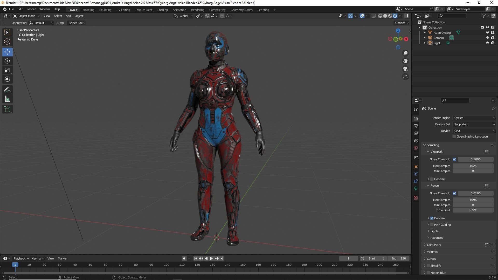 Cyborg Angel Asian Low Poly Low-poly 3D model_53