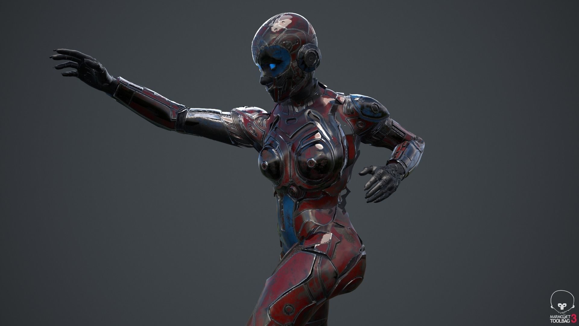 Cyborg Angel Asian Low Poly Low-poly 3D model_56