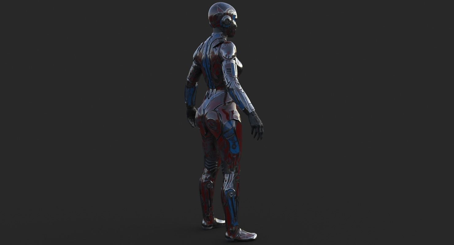 Cyborg Angel Asian Low Poly Low-poly 3D model_7