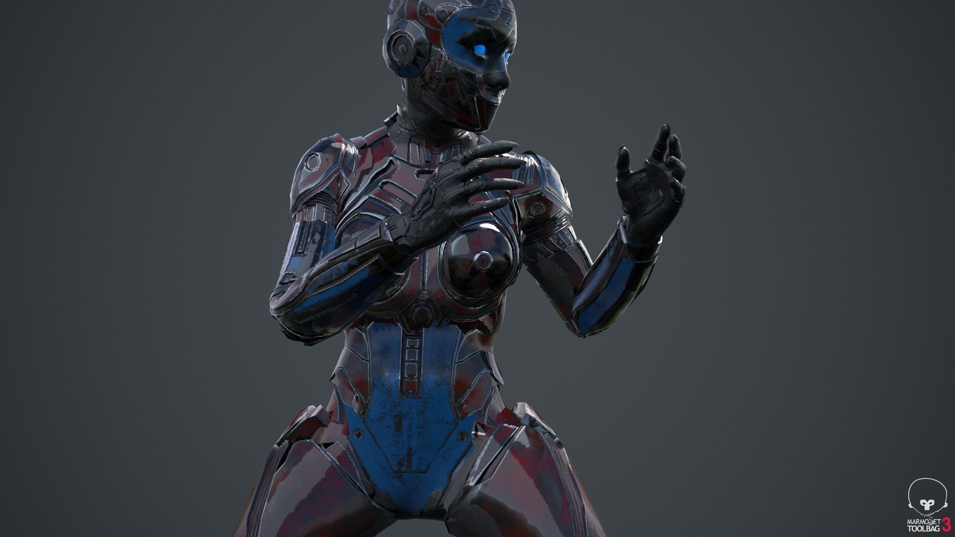 Cyborg Angel Asian Low Poly Low-poly 3D model_55