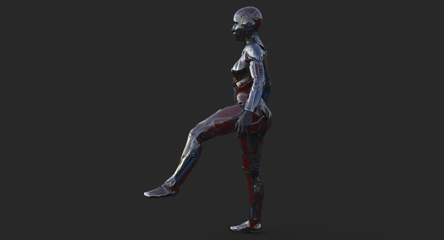 Cyborg Angel Asian Low Poly Low-poly 3D model_23