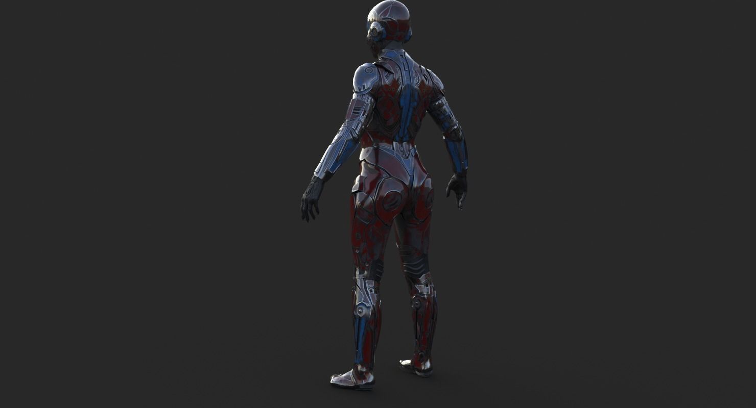 Cyborg Angel Asian Low Poly Low-poly 3D model_5