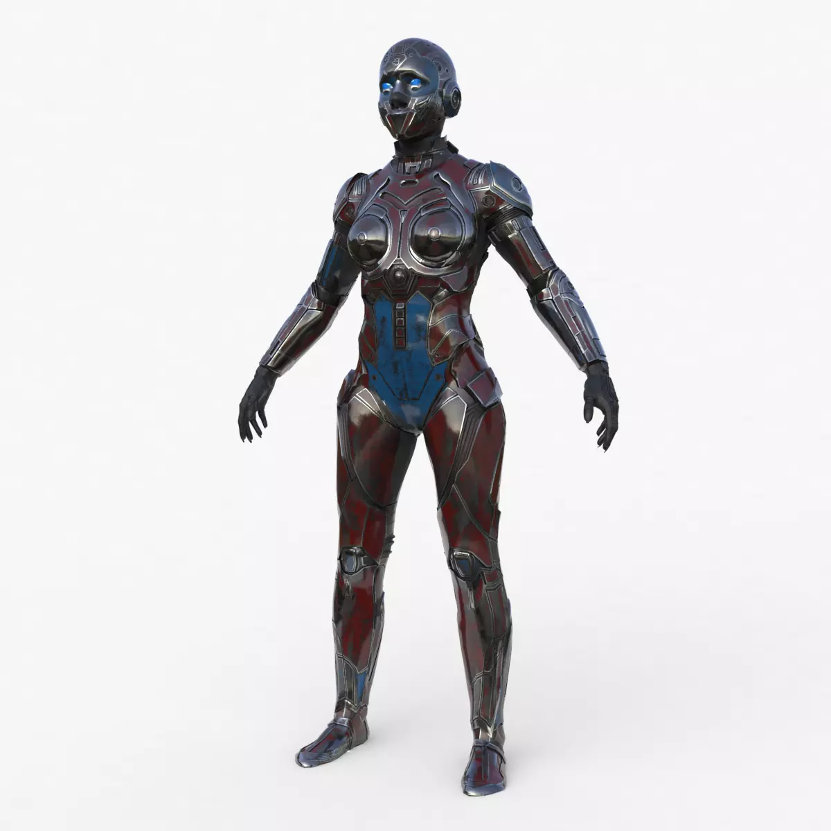 Cyborg Angel Asian Low Poly Low-poly 3D model_0