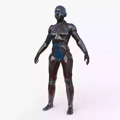 Cyborg Angel Asian Low Poly Low-poly 3D model