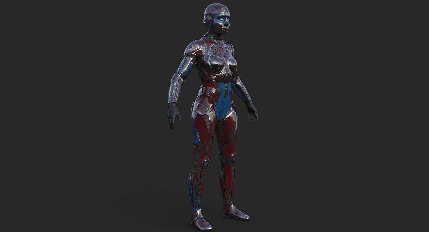 Cyborg Angel Asian Low Poly Low-poly 3D model_8