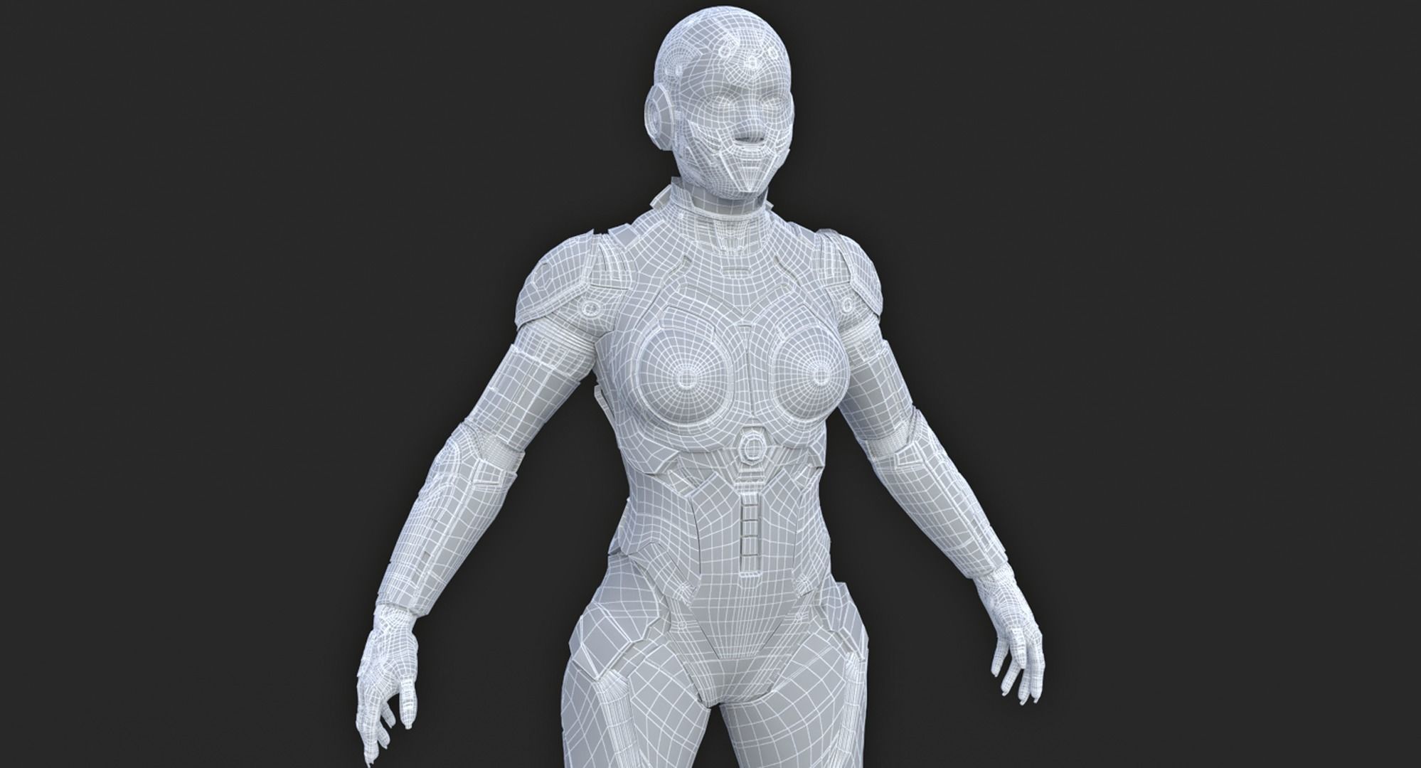 Cyborg Angel Asian Low Poly Low-poly 3D model_37