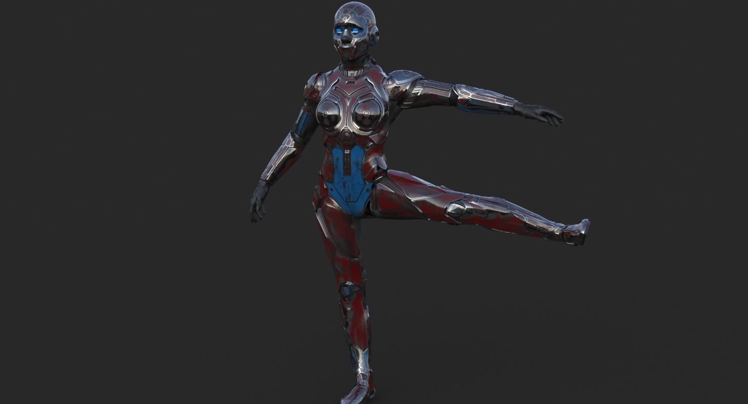 Cyborg Angel Asian Low Poly Low-poly 3D model_26