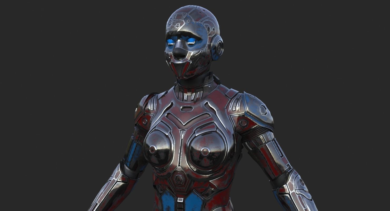 Cyborg Angel Asian Low Poly Low-poly 3D model_10