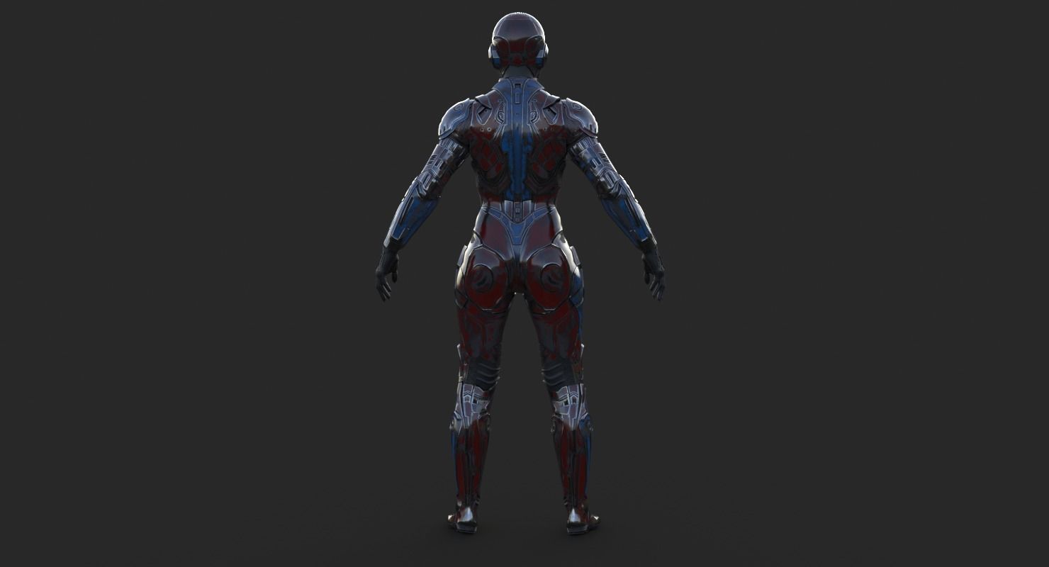 Cyborg Angel Asian Low Poly Low-poly 3D model_6