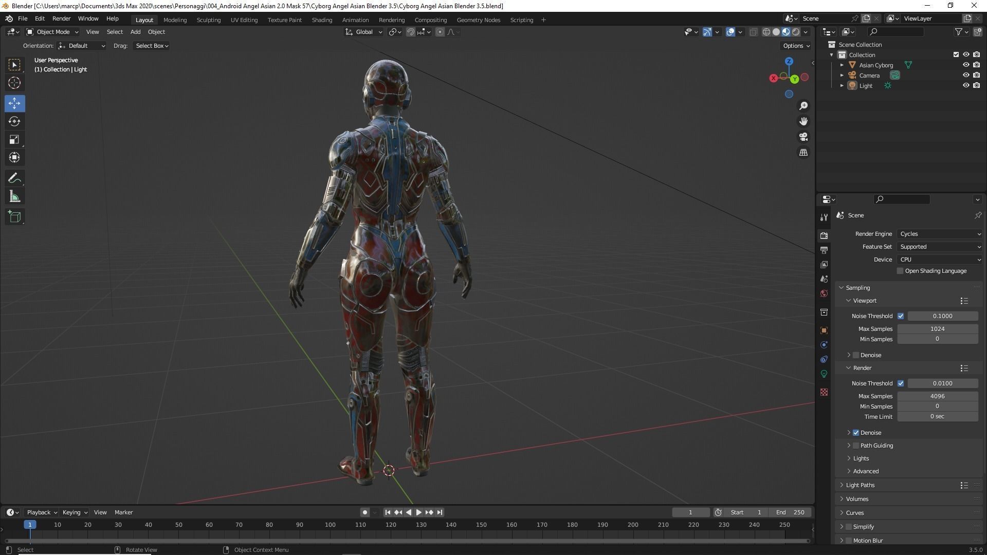 Cyborg Angel Asian Low Poly Low-poly 3D model_54