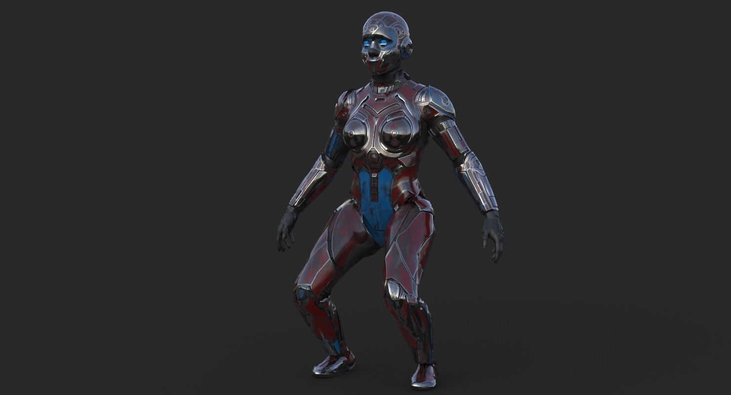 Cyborg Angel Asian Low Poly Low-poly 3D model_21
